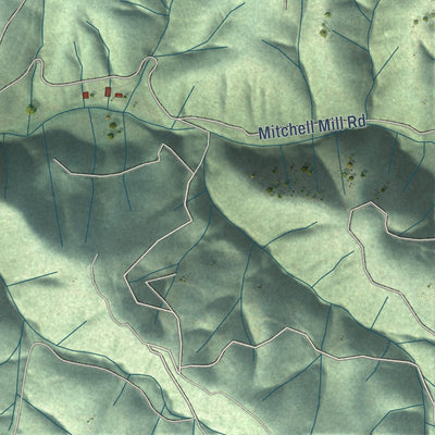 Close-up of the map of Wilseyville, California print showing street and building detail