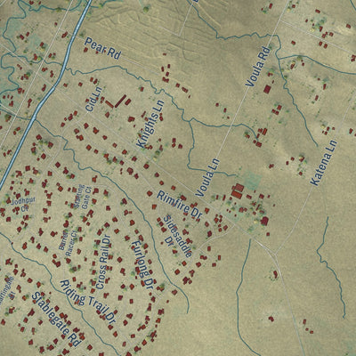 Second close-up of the map of Wilton, California print showing more streets and buildings