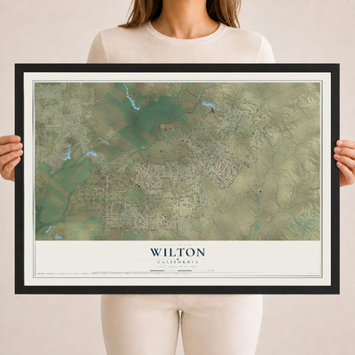 Map of Wilton, California, 18 x 24 inch print in a black wood frame