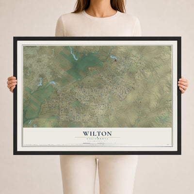 Map of Wilton, California, 24 x 36 inch print in a black wood frame