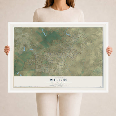 Map of Wilton, California, 24 x 36 inch print in a white wood frame
