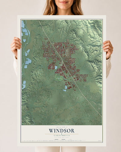 Map of Windsor, California, 24 x 36 inch unframed archival matte print