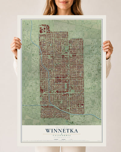 Map of Winnetka, California, 24 x 36 inch unframed archival matte print