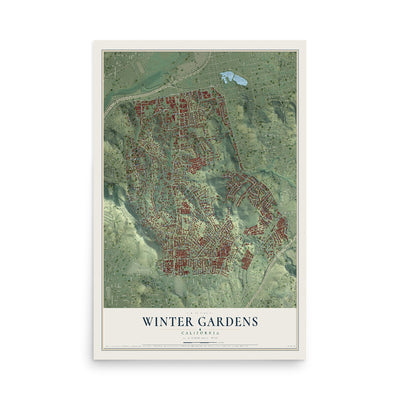 Map of Winter Gardens, California, 12 x 18 inch unframed archival matte print