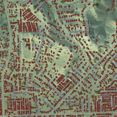 Close-up of the map of Winter Gardens, California print showing street and building detail