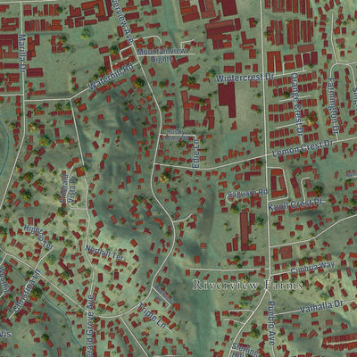 Second close-up of the map of Winter Gardens, California print showing more streets and buildings