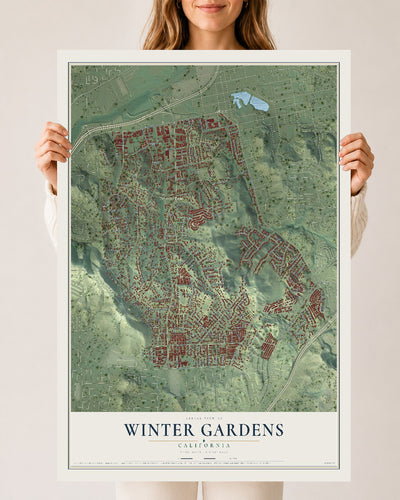 Map of Winter Gardens, California, 24 x 36 inch unframed archival matte print