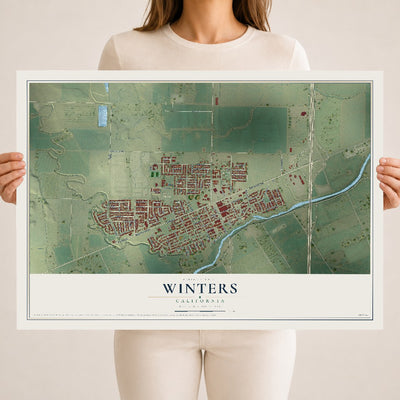 Map of Winters, California, 18 x 24 inch unframed archival matte print