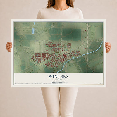Map of Winters, California, 24 x 36 inch unframed archival matte print