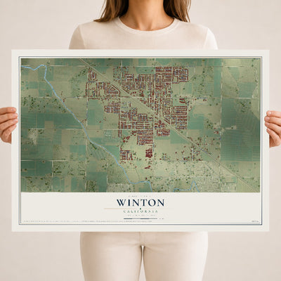 Map of Winton, California, 18 x 24 inch unframed archival matte print