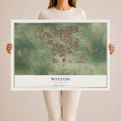 Map of Winton, California, 24 x 36 inch unframed archival matte print