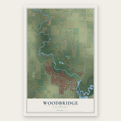 Woodbridge, California map print, the full design