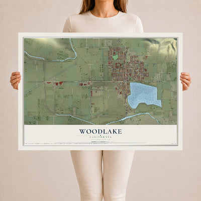 Map of Woodlake, California, 24 x 36 inch unframed archival matte print