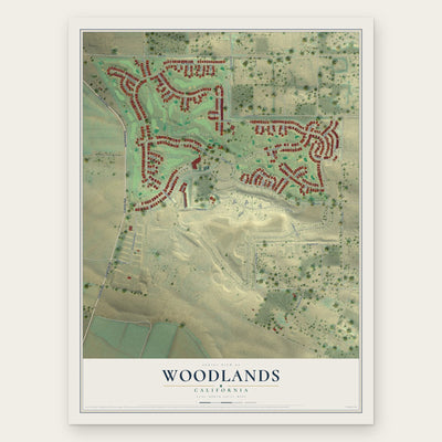 Woodlands, California map print, the full design