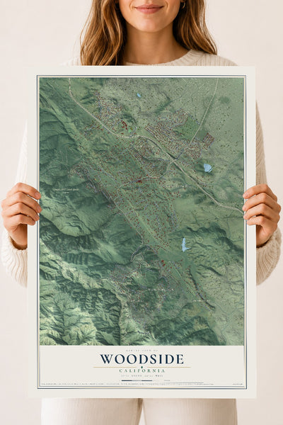 Map of Woodside, California, 18 x 24 inch unframed archival matte print