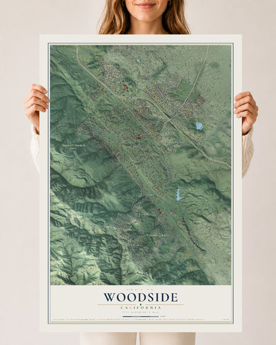 Map of Woodside, California, 24 x 36 inch unframed archival matte print