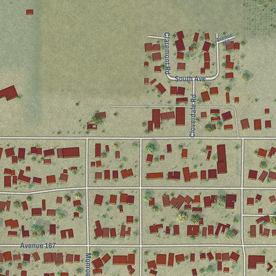 Close-up of the map of Woodville, California print showing street and building detail