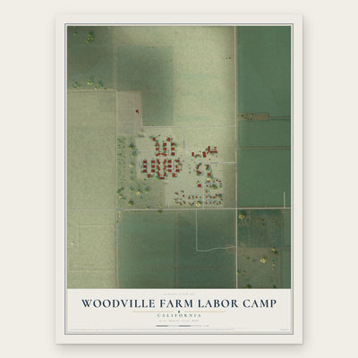 Woodville Farm Labor Camp, California map print, the full design