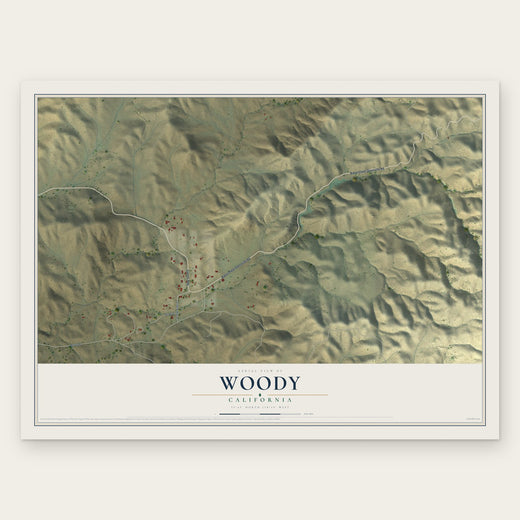 Woody, California map print, the full design