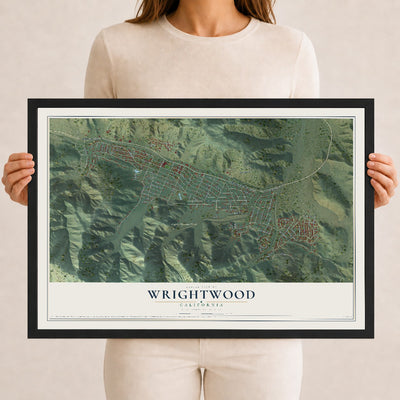 Map of Wrightwood, California, 12 x 18 inch print in a black wood frame