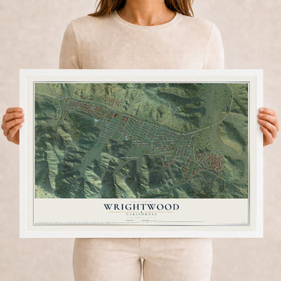 Map of Wrightwood, California, 12 x 18 inch print in a white wood frame