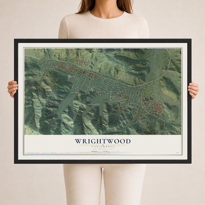 Map of Wrightwood, California, 24 x 36 inch print in a black wood frame