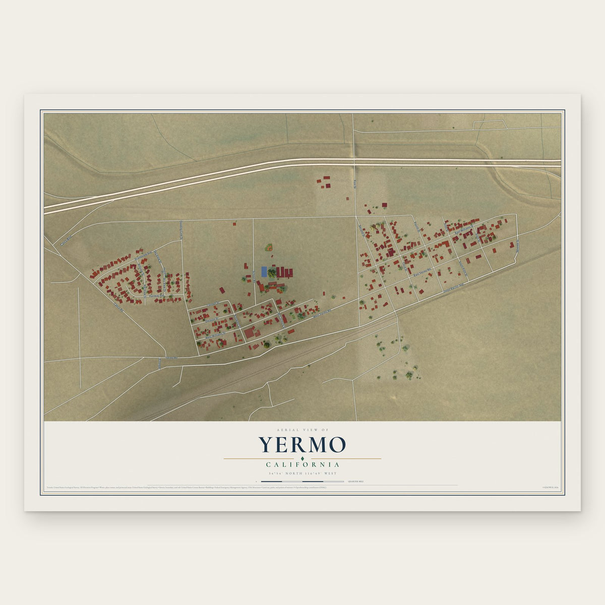Yermo, California map print, the full design