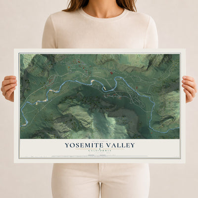 Map of Yosemite Valley, California, 12 x 18 inch unframed archival matte print