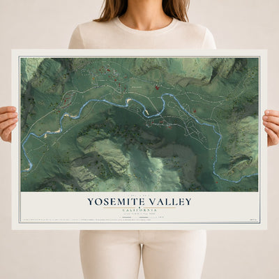 Map of Yosemite Valley, California, 18 x 24 inch unframed archival matte print