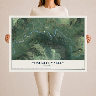 Map of Yosemite Valley, California, 24 x 36 inch unframed archival matte print