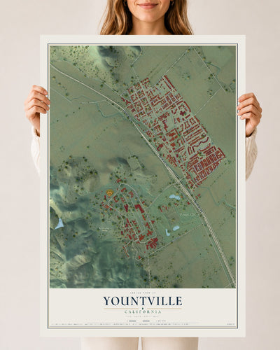 Map of Yountville, California, 24 x 36 inch unframed archival matte print