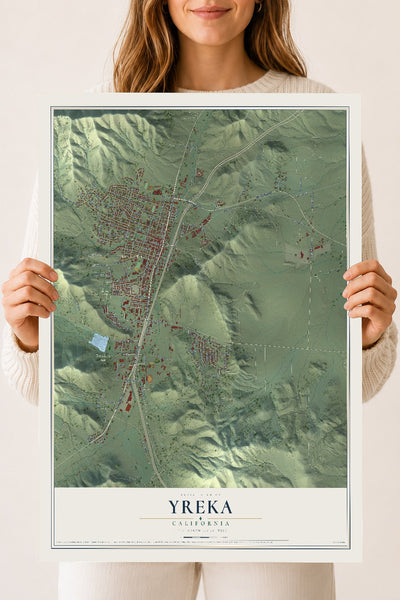 Map of Yreka, California, 18 x 24 inch unframed archival matte print