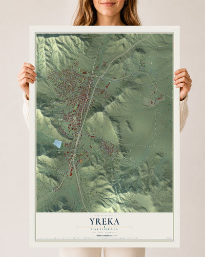 Map of Yreka, California, 24 x 36 inch unframed archival matte print