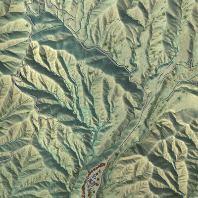 Second close-up of the map of Yucaipa, California print showing more streets and buildings