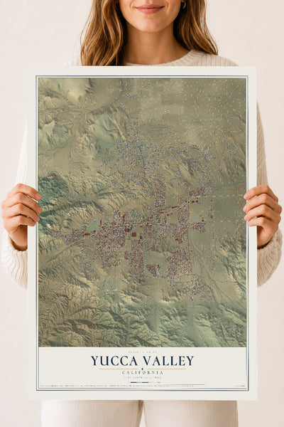 Map of Yucca Valley, California, 18 x 24 inch unframed archival matte print