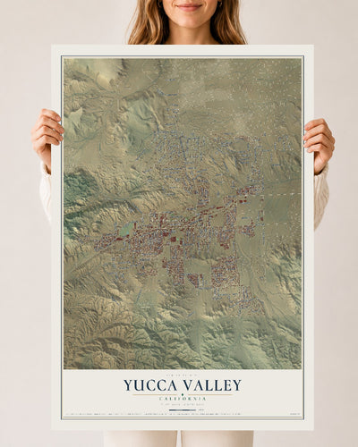 Map of Yucca Valley, California, 24 x 36 inch unframed archival matte print