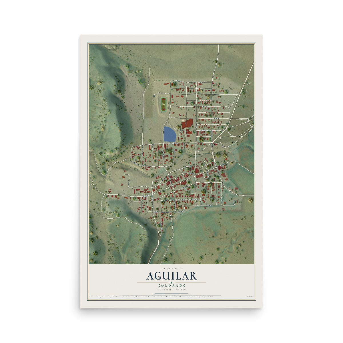 Map of Aguilar, Colorado, 12 x 18 inch unframed archival matte print