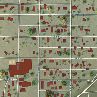 Close-up of the map of Aguilar, Colorado print showing street and building detail