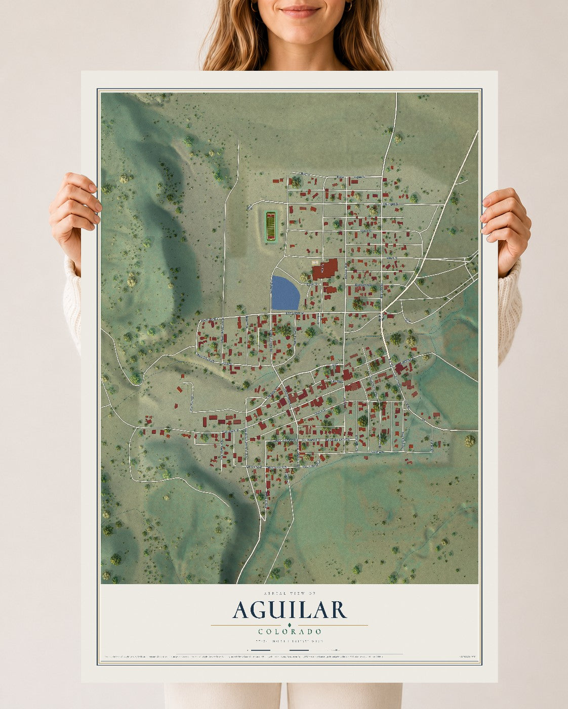 Map of Aguilar, Colorado, 24 x 36 inch unframed archival matte print