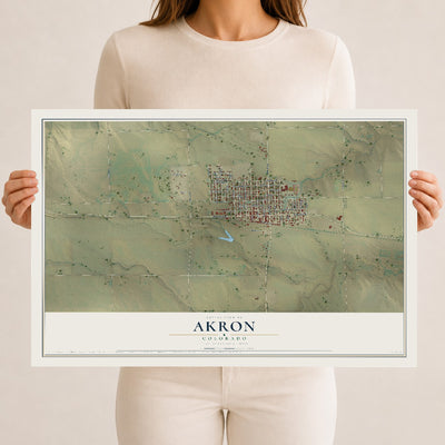 Map of Akron, Colorado, 12 x 18 inch unframed archival matte print
