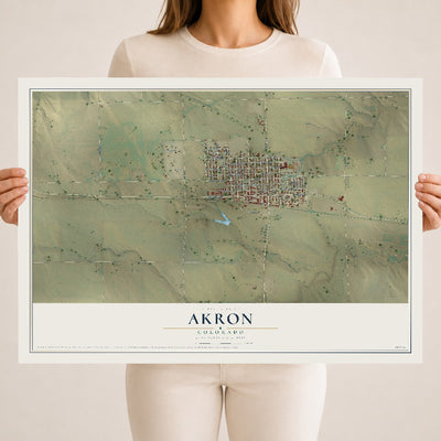 Map of Akron, Colorado, 18 x 24 inch unframed archival matte print