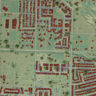 Close-up of the map of Appleton, Colorado print showing street and building detail
