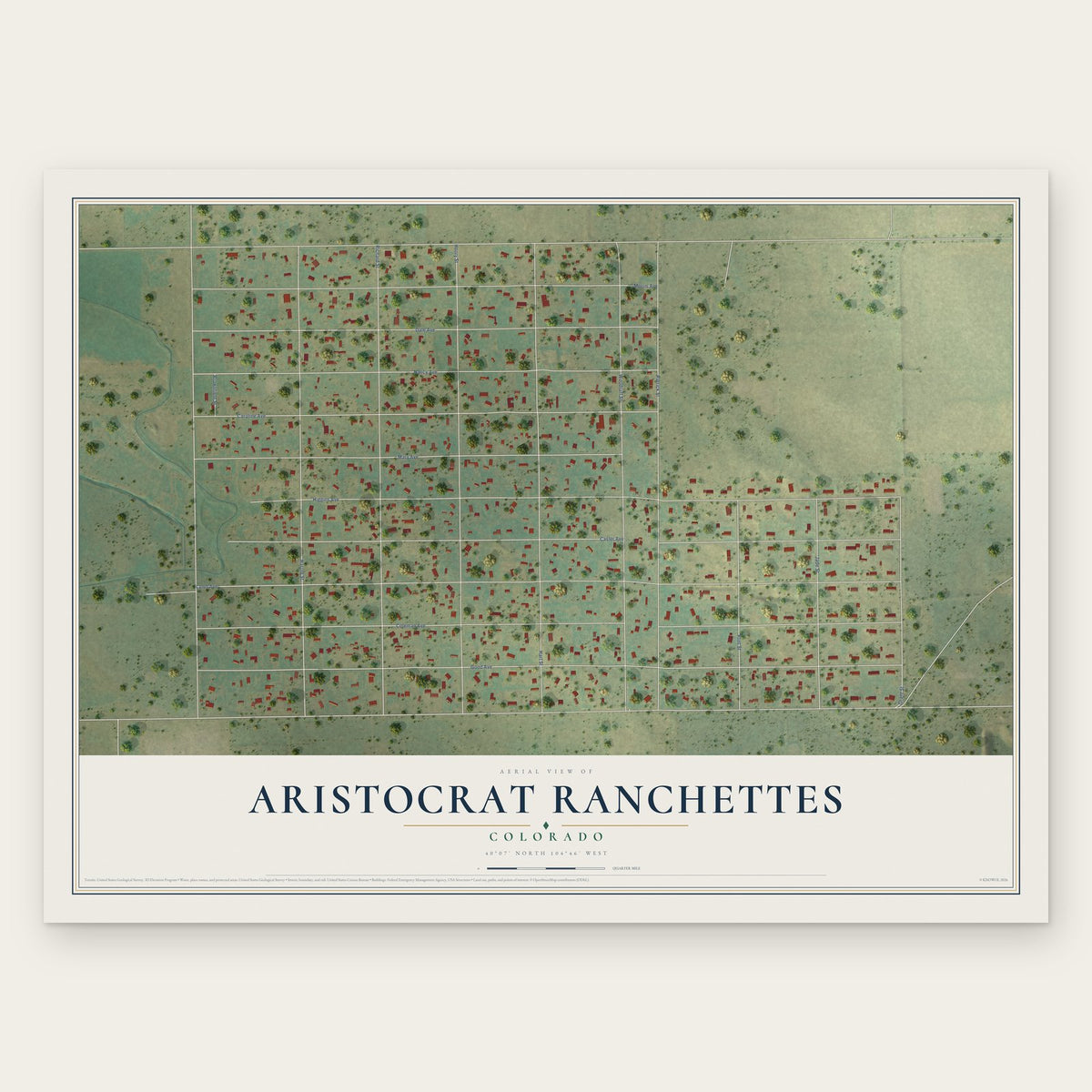 Aristocrat Ranchettes, Colorado map print, the full design
