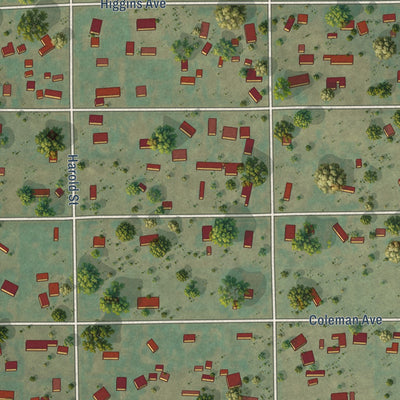 Close-up of the map of Aristocrat Ranchettes, Colorado print showing street and building detail