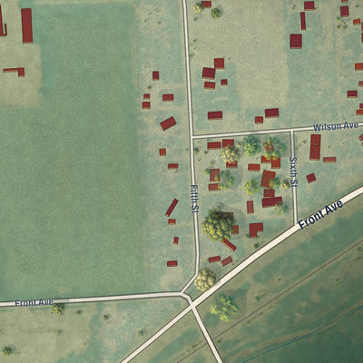 Close-up of the map of Atwood, Colorado print showing street and building detail