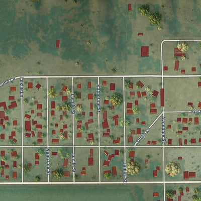 Close-up of the map of Avondale, Colorado print showing street and building detail