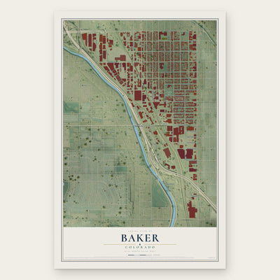 Baker, Colorado map print, the full design