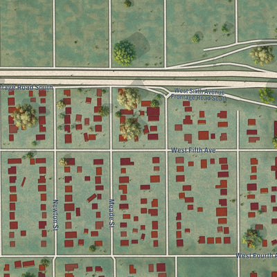 Close-up of the map of Barnum, Colorado print showing street and building detail