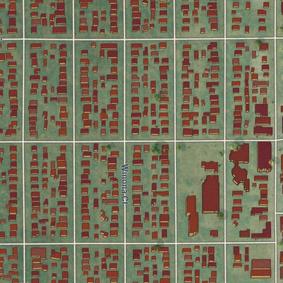 Close-up of the map of Berkeley, Colorado print showing street and building detail
