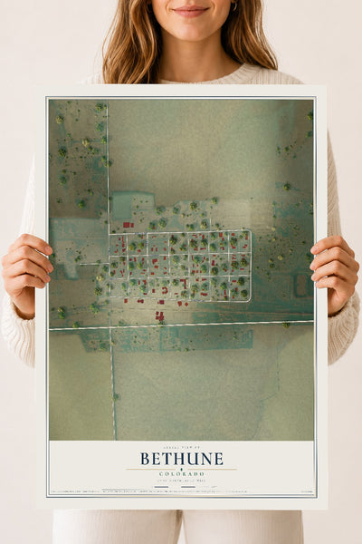 Map of Bethune, Colorado, 18 x 24 inch unframed archival matte print